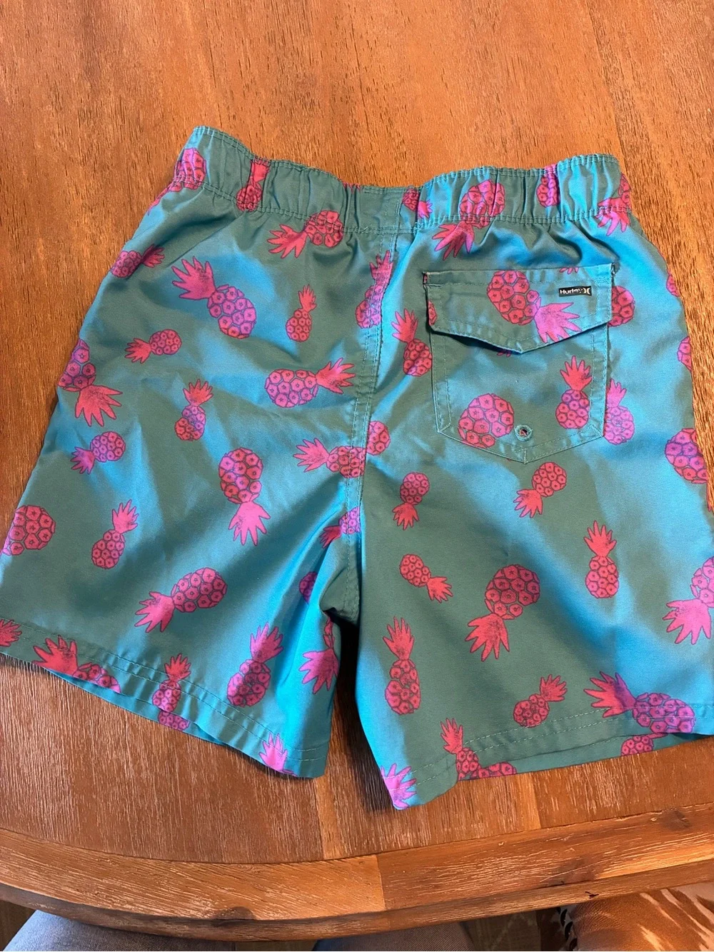 Hurley Boys Aqua Swim Shorts with Pink Pineapple Pattern size Small (8-10yrs)